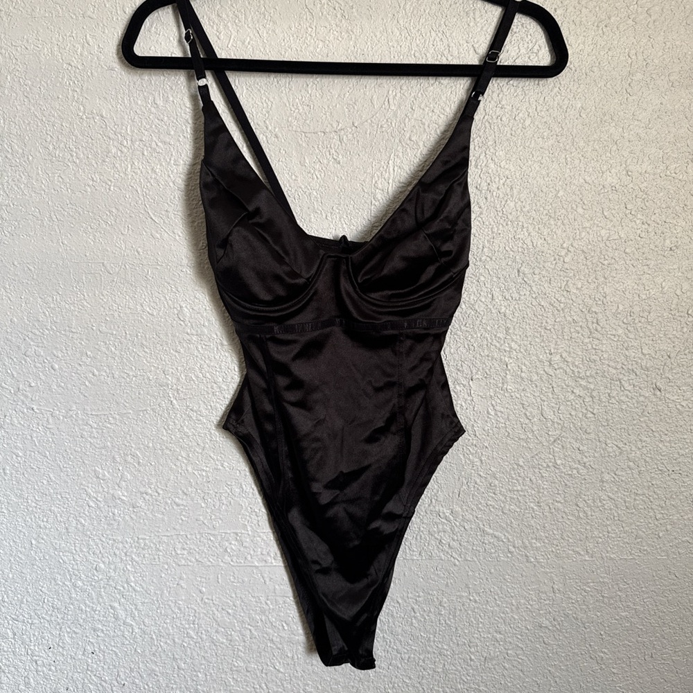 Black Satin Bodysuit